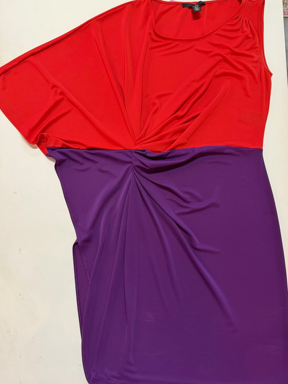 Kenneth Cole Red and Purple Colorblock Dress